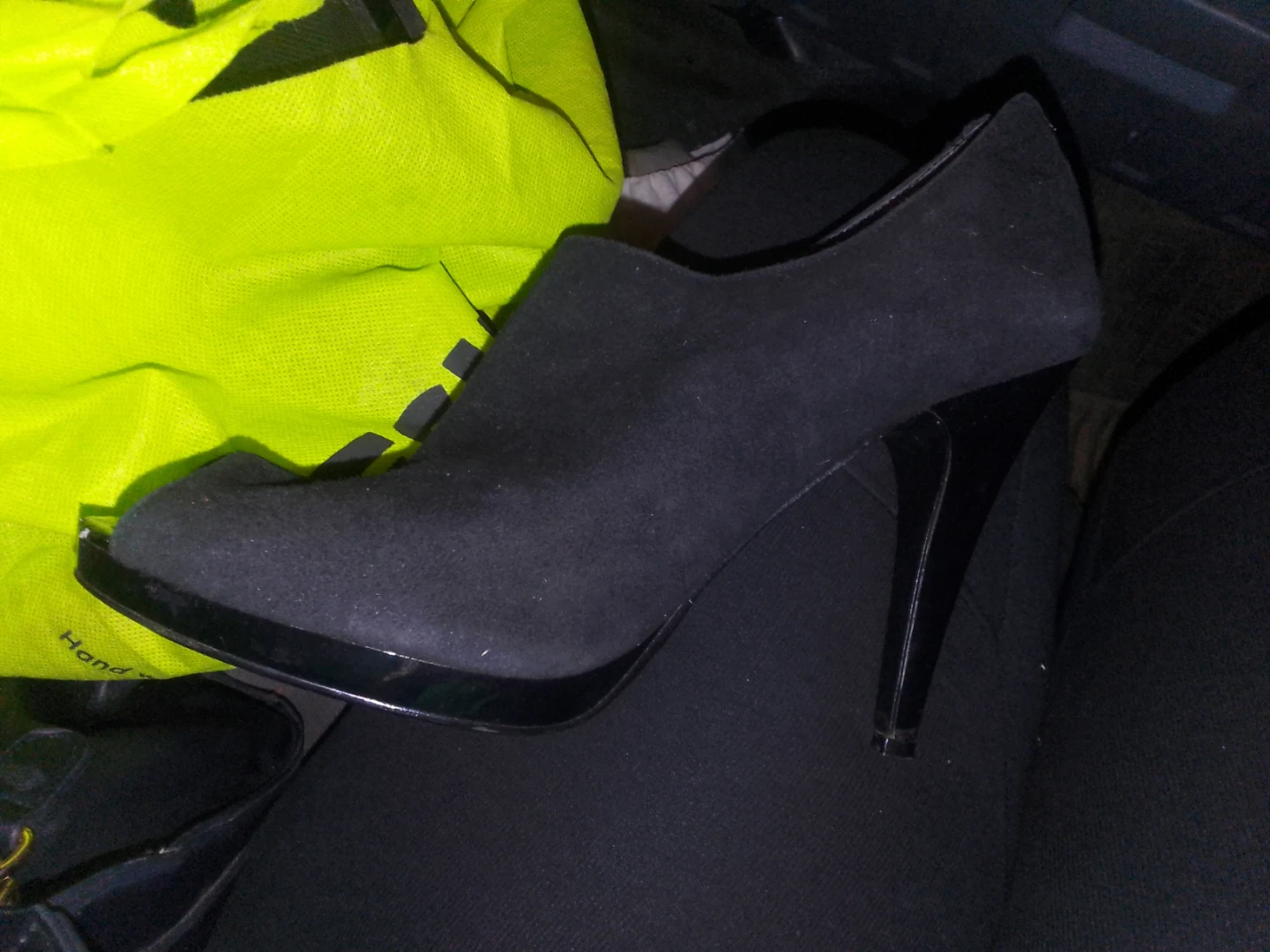 Black Suede Peep-Toe Heels