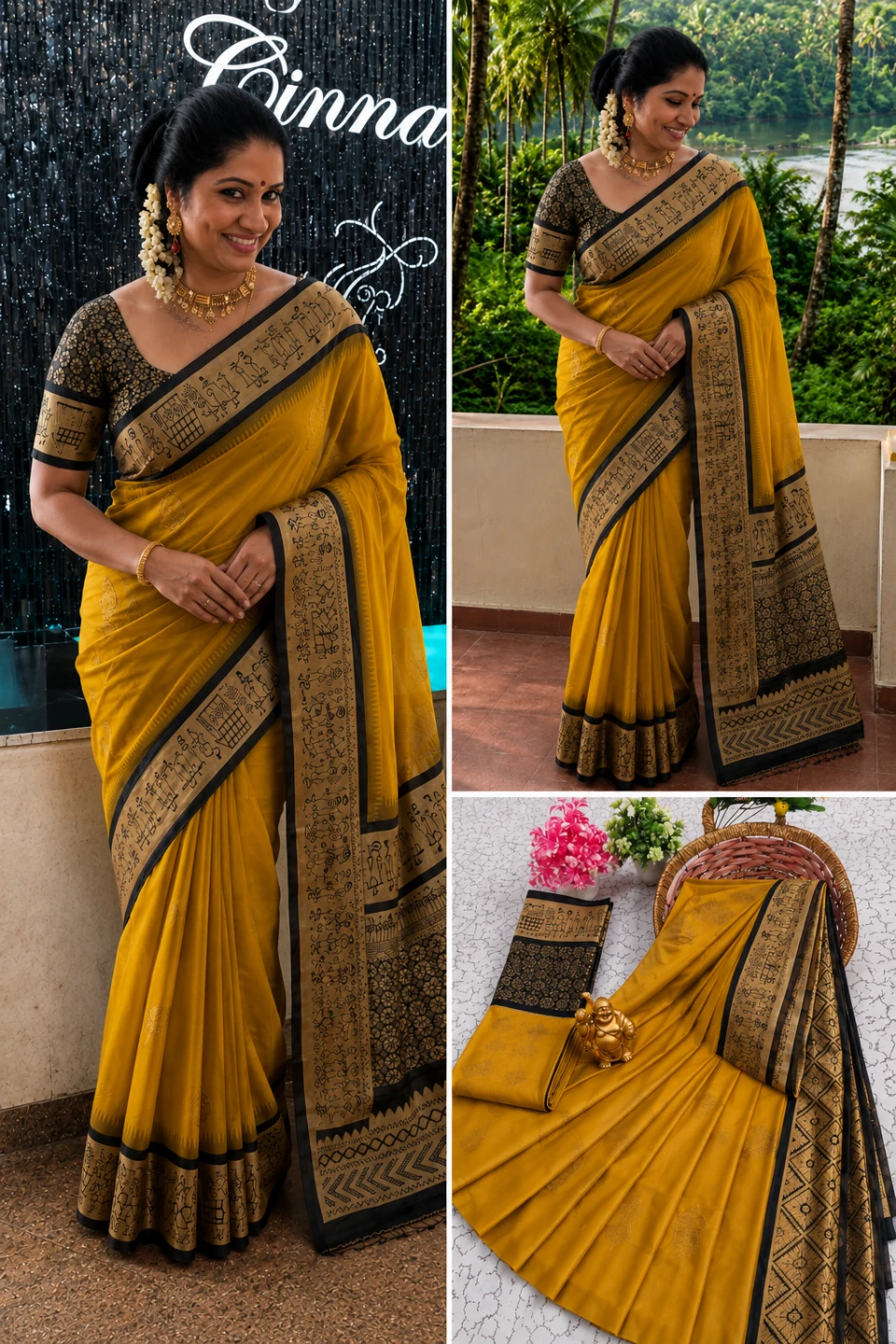 Yellow Saree with Black Border