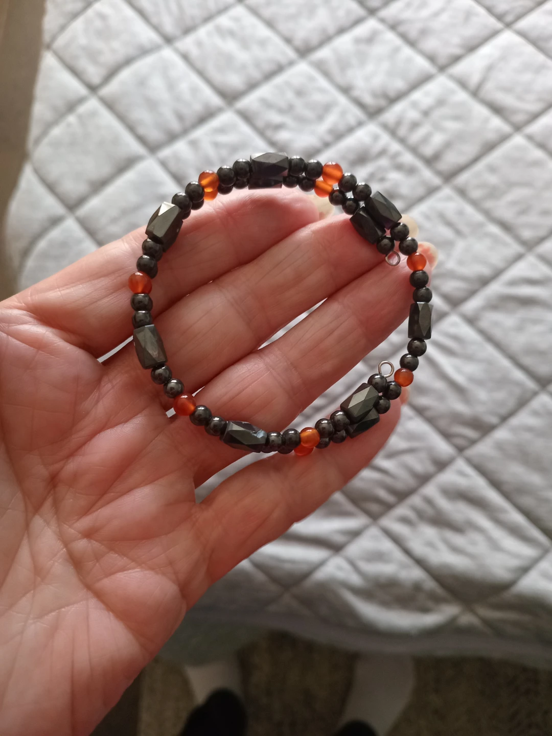 Magnetic Bracelet with Orange Beads