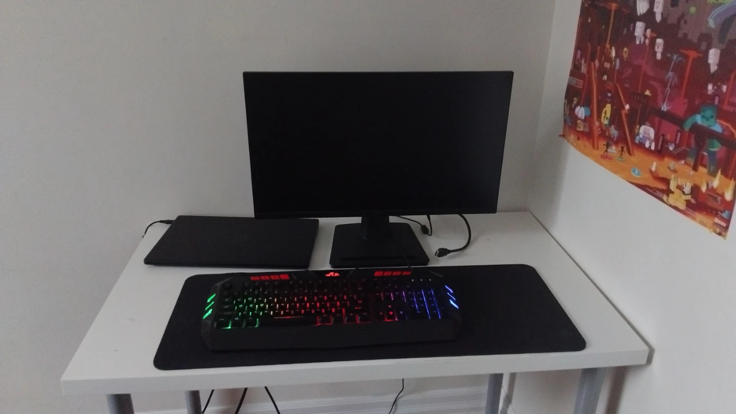msi pro mp251 monitor with keyboard and mousepad