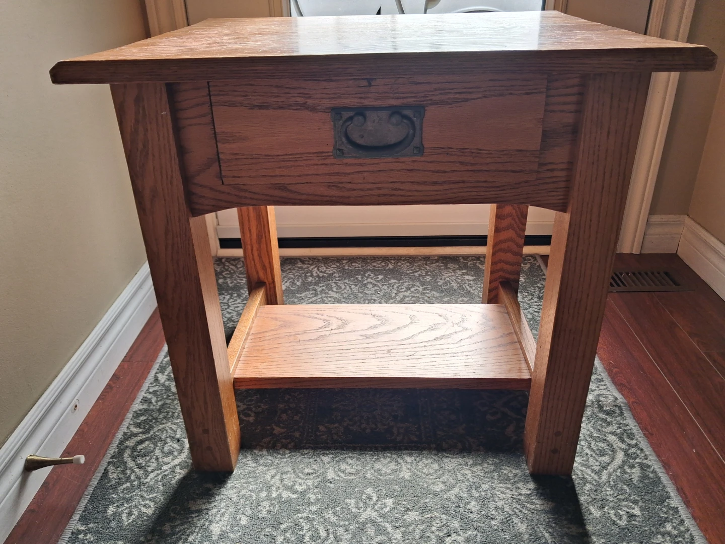 Solid Oak End Table or Bedside Table with Drawer - photo 2