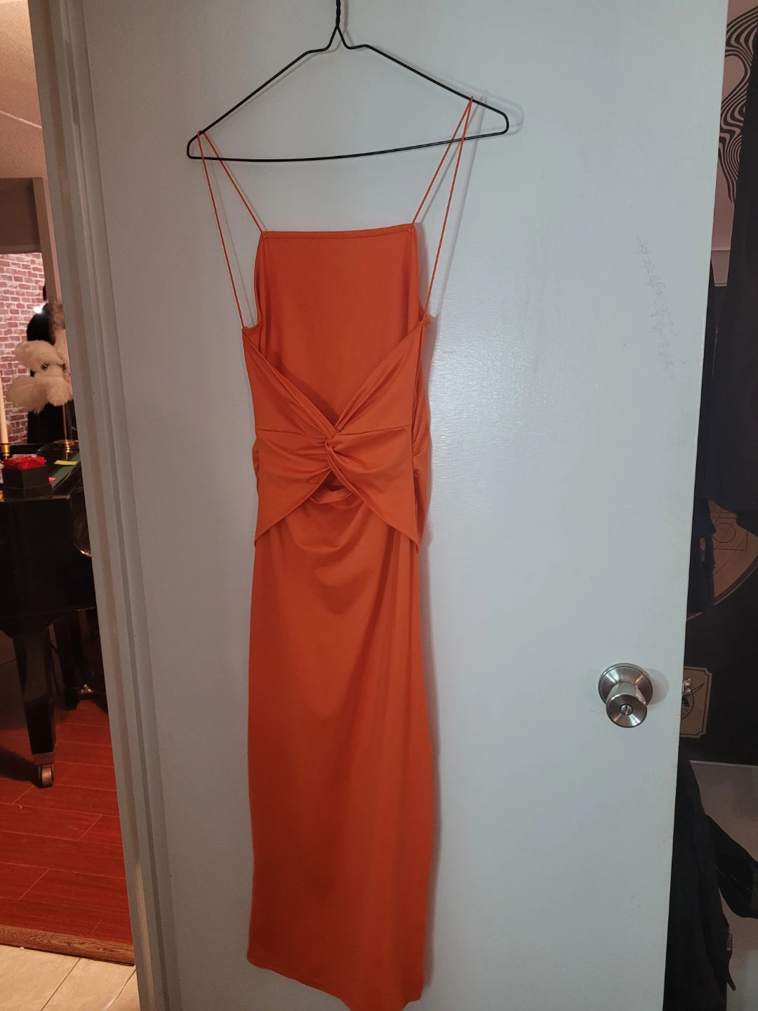 Orange Ruched Midi Dress - photo 2