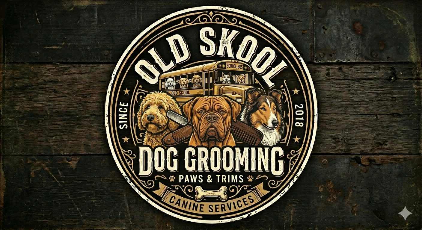 Old Skool Dog Grooming Canine Services Sticker