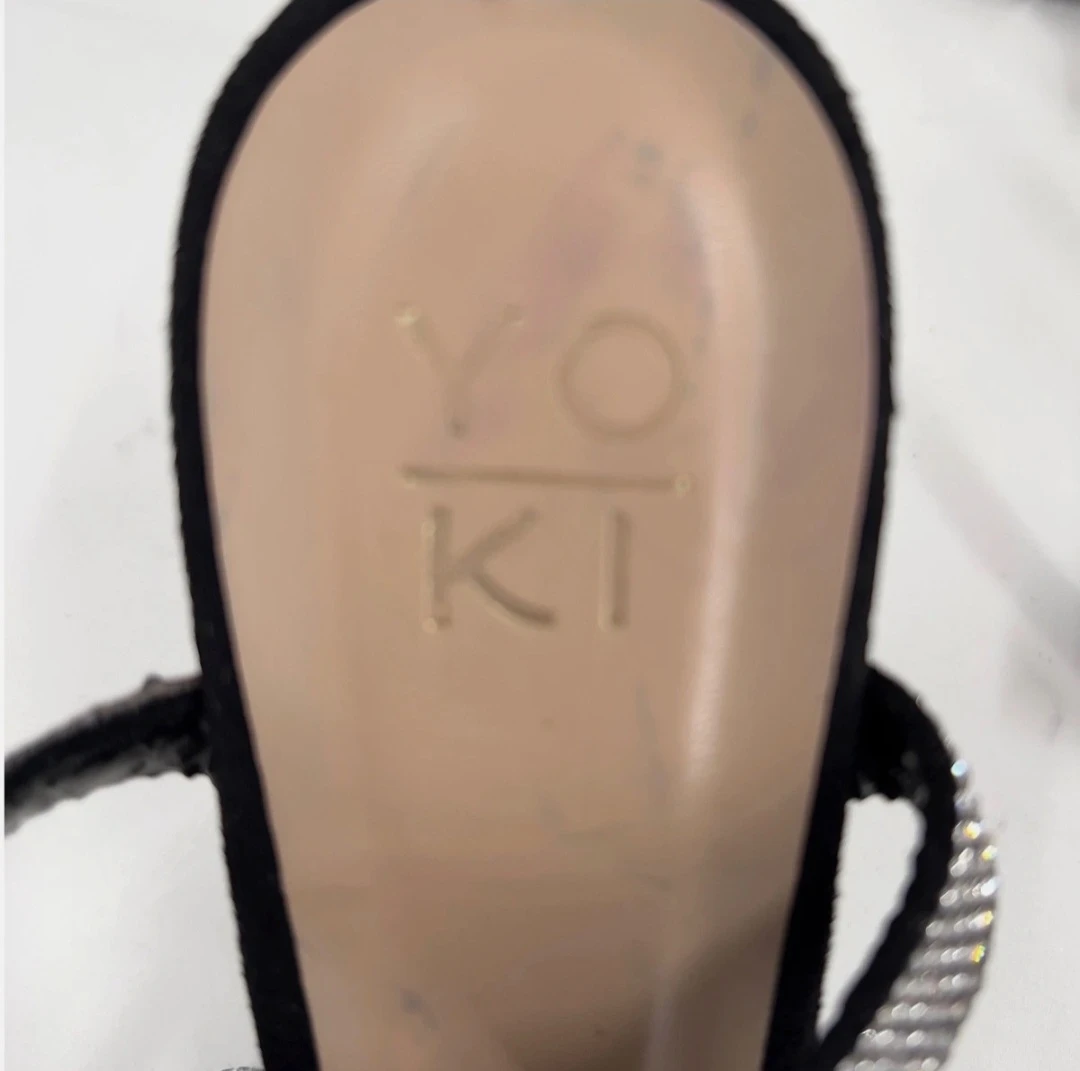 YOKI Black Rhinestone Block Heel Sandals - photo 3