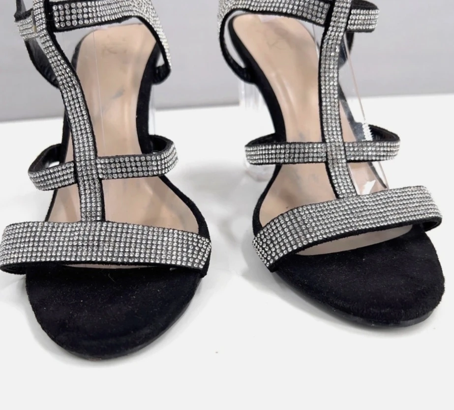 YOKI Black Rhinestone Block Heel Sandals - photo 4