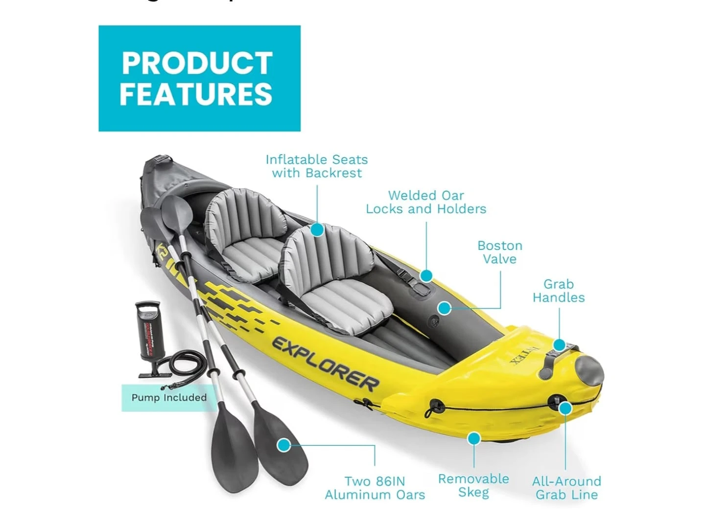 Intex Explorer K2 Two-Person Kayak Set - photo 4