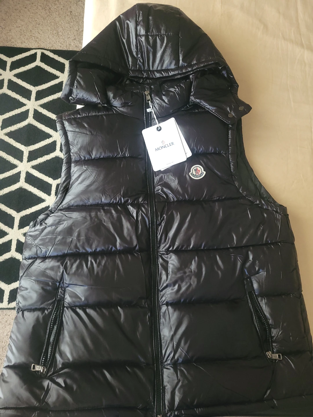 Moncler Black Down Vest Size XL