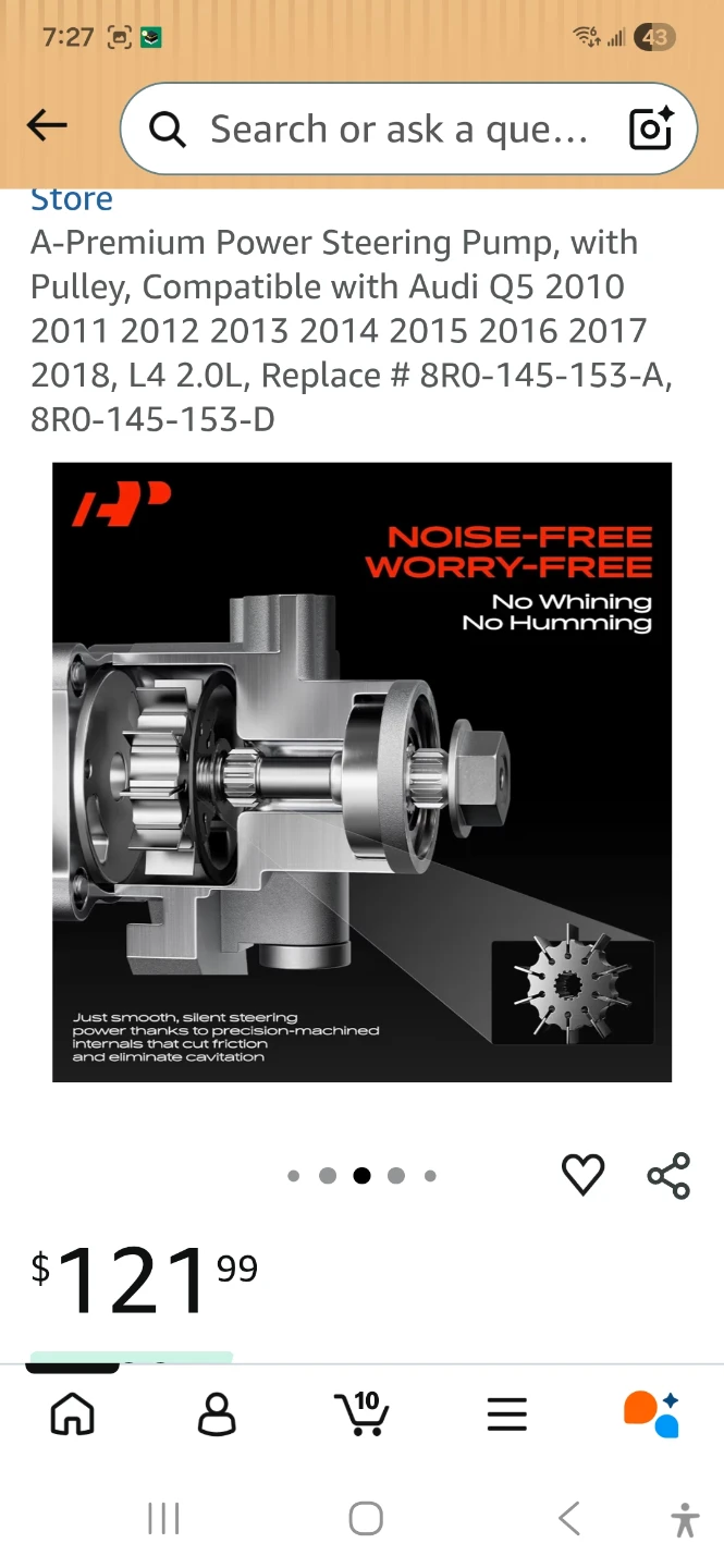 A-Premium Power Steering Pump with Pulley for Audi Q5 - photo 4