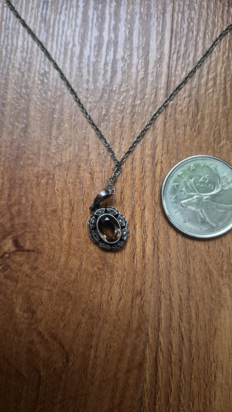 ⚽️Silver Necklace with Oval Stone Pendant - photo 4