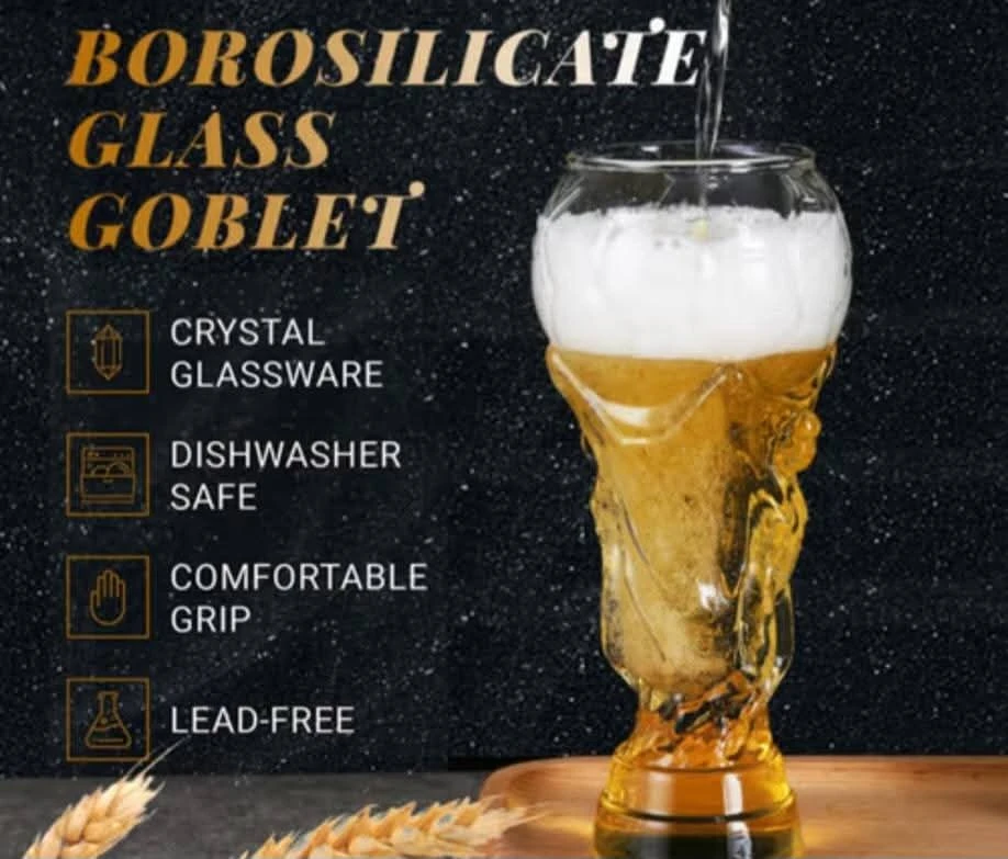World Cup Trophy Beer Glass Goblet - Borosilicate Glass