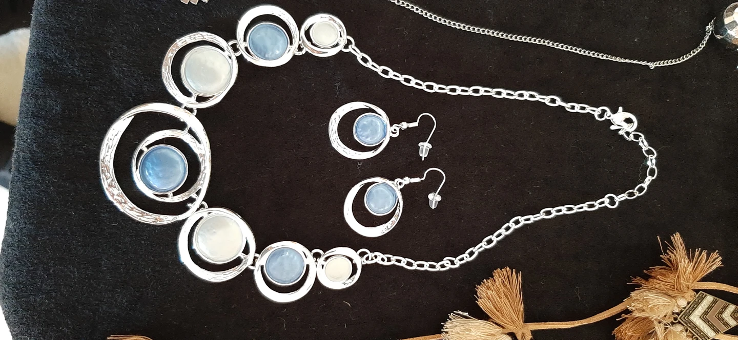 Silver-tone & Blue Necklace & earrings - photo 3