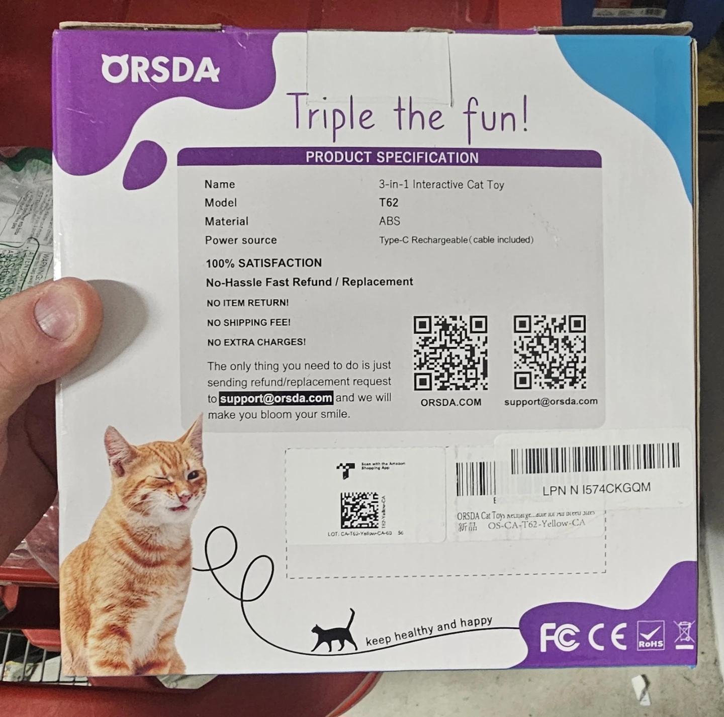 ORSDA 3-in-1 Interactive Cat Toy T62 - photo 2