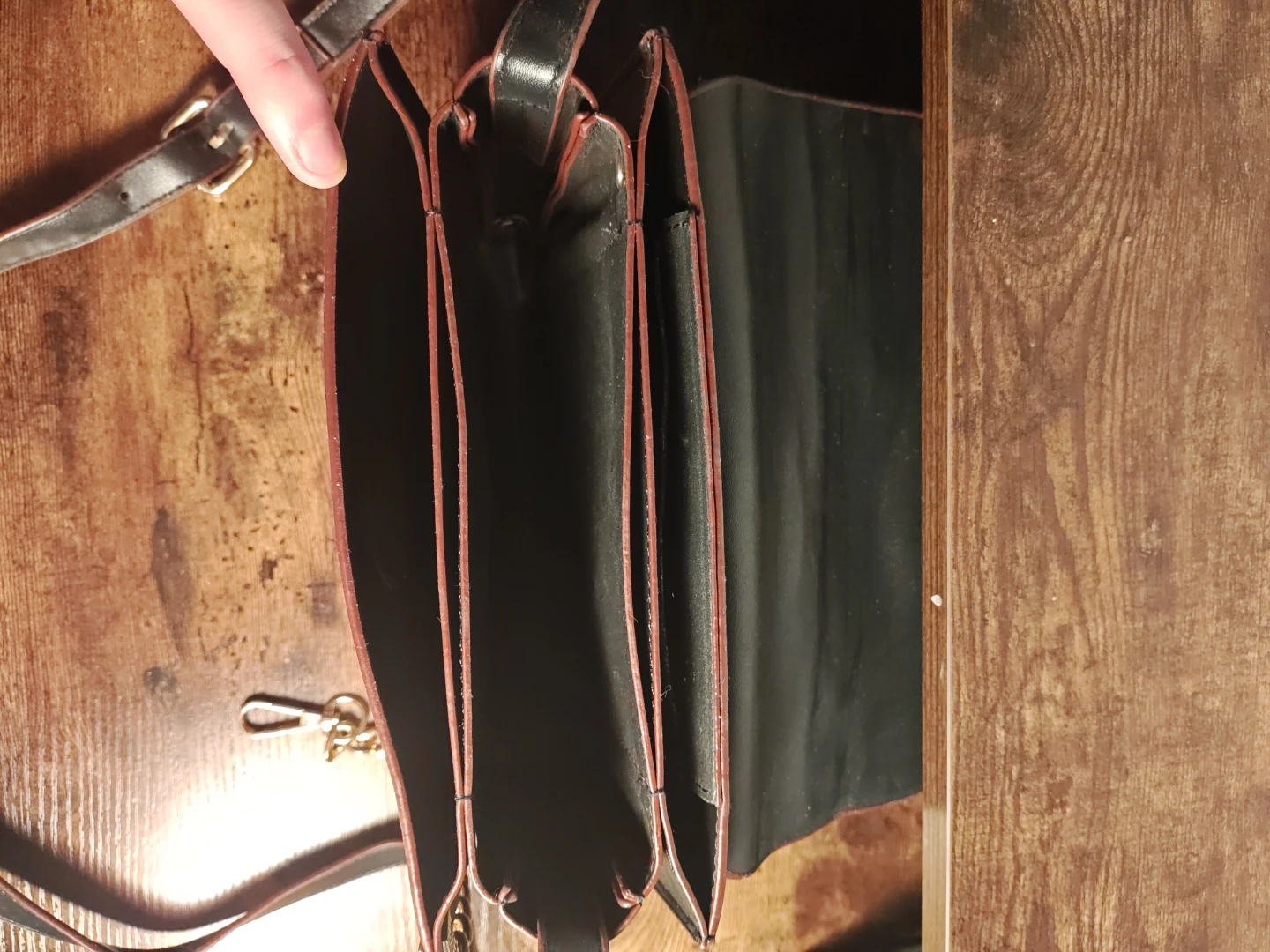Black crossbody purse with pink and white trim - photo 2