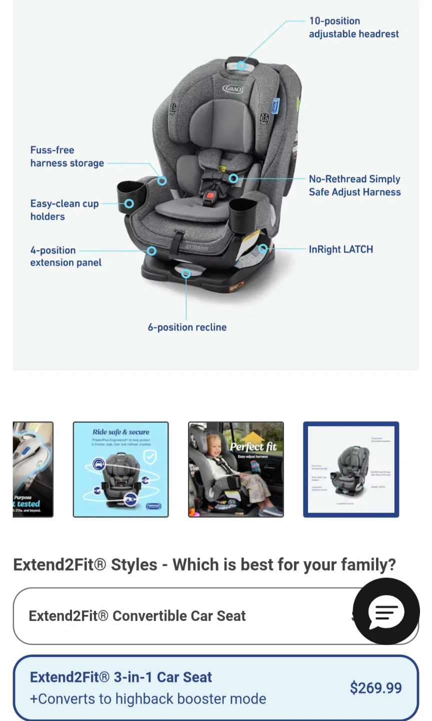 Graco Extend2Fit 3-in-1 Convertible Car Seat - photo 5