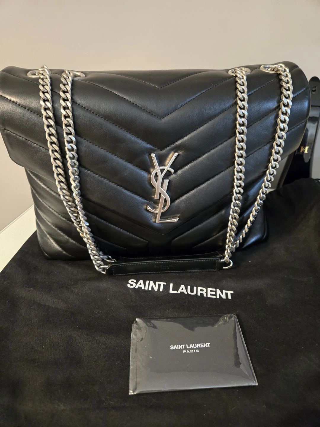 Authentic Saint Laurent Black Leather Shoulder Bag
