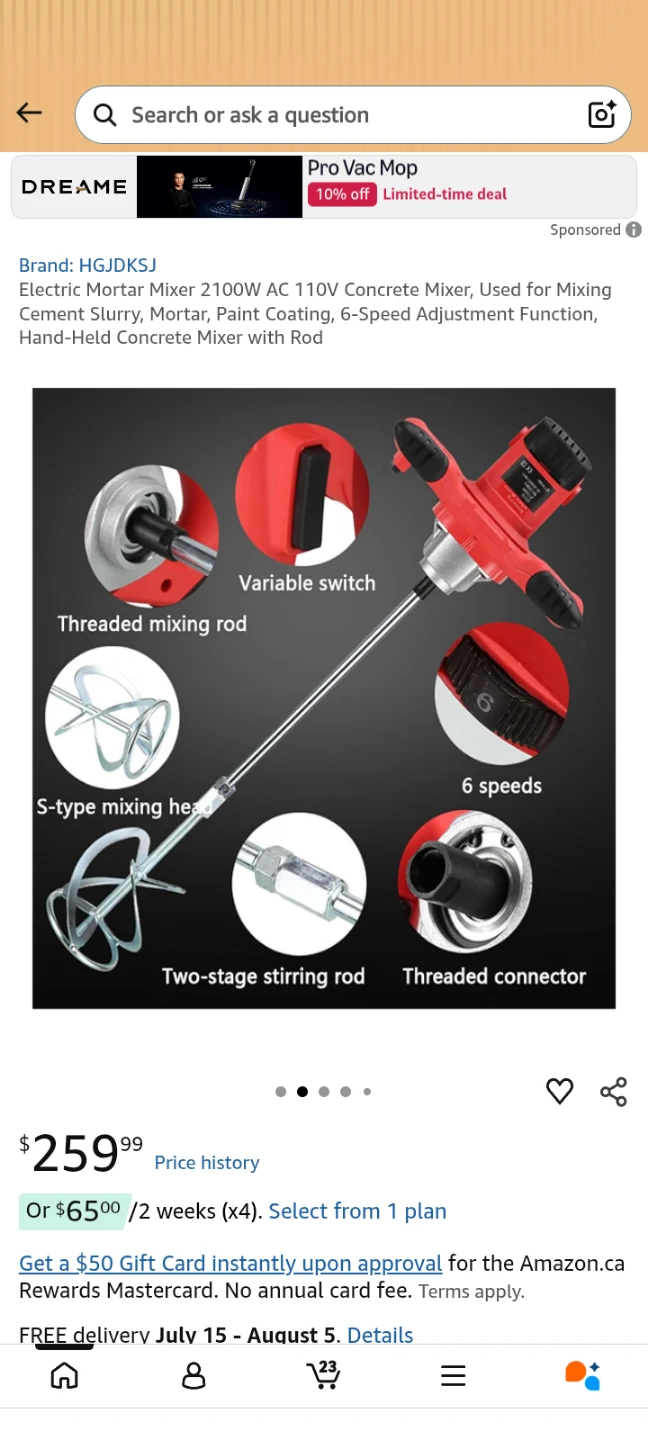 Handheld Electric Mortar Mixer - 2100W, 6 Speeds ⚽ - photo 4