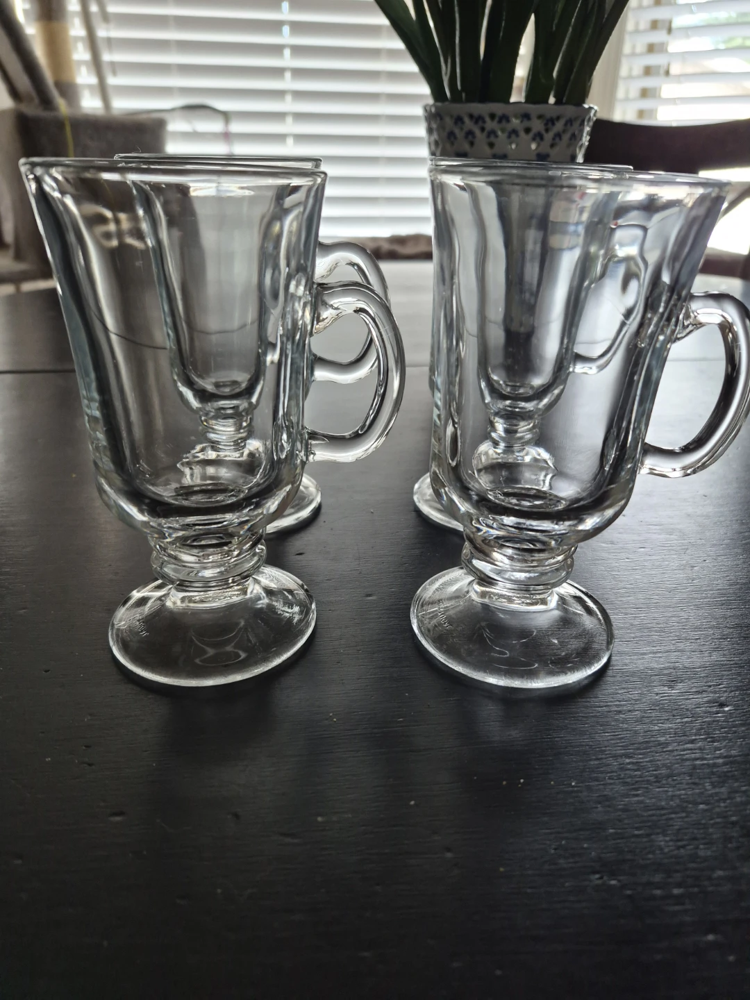 Set of 4 Clear Glass Irish Coffee Mugs