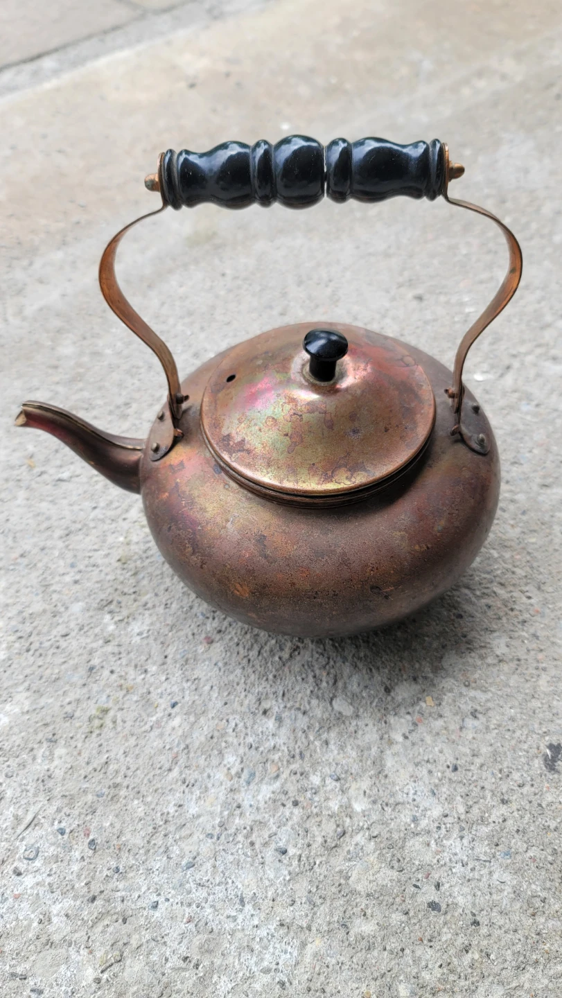 Vintage Copper Kettle with Black Handle - photo 2