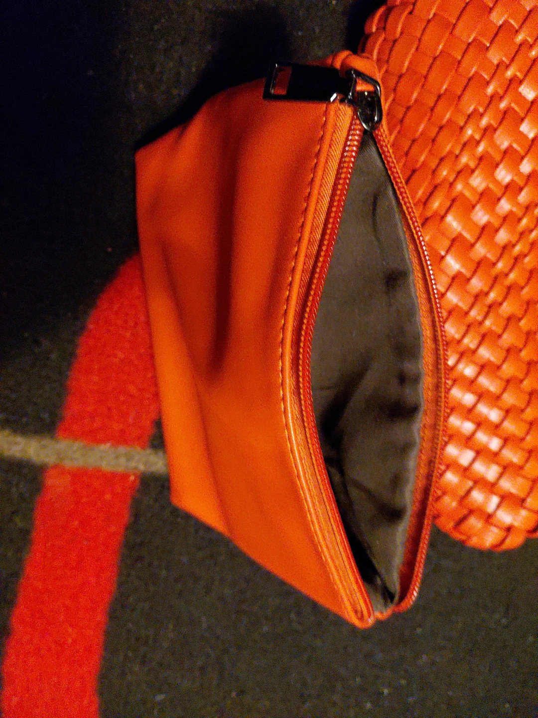 Orange Woven Handbag with Pouch - photo 3