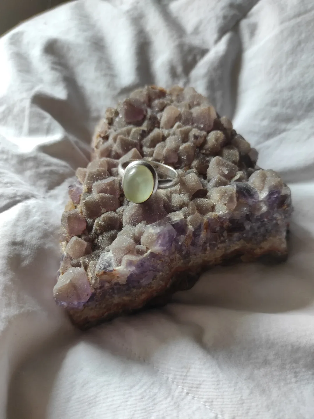 Silver Ring with prehnite Stone - photo 2