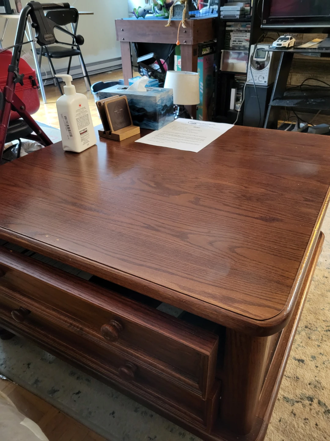 Wooden Coffee Table with Drawers