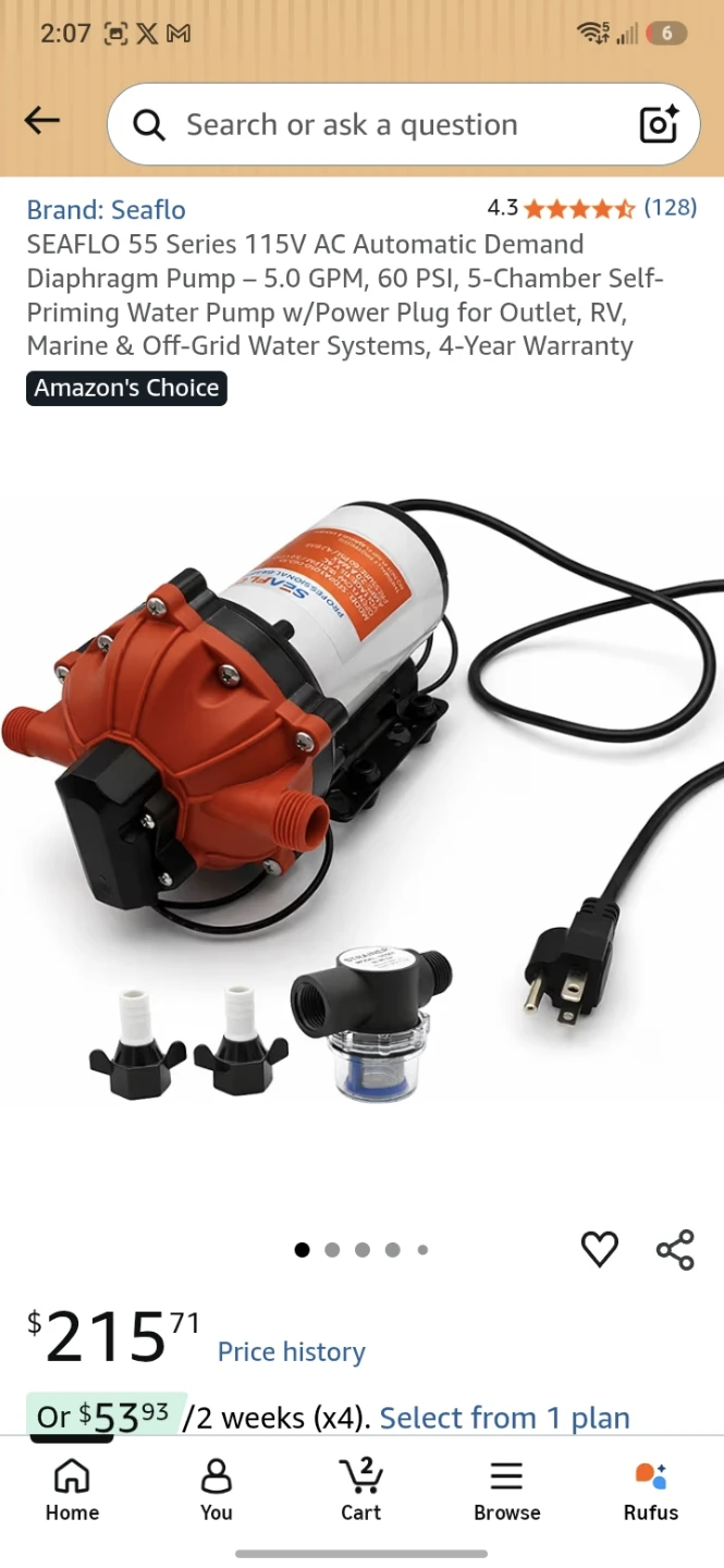 ( BRAND NEW) SEAFLO 55 Series Automatic Demand Diaphragm Pump - photo 2