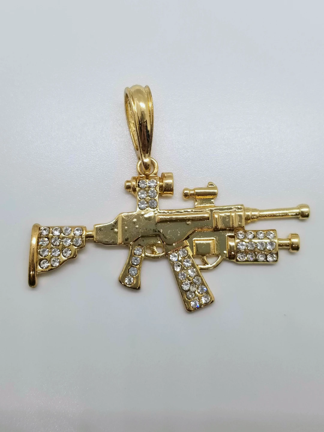 "Gold plated"  Rifle Charm with Rhinestones