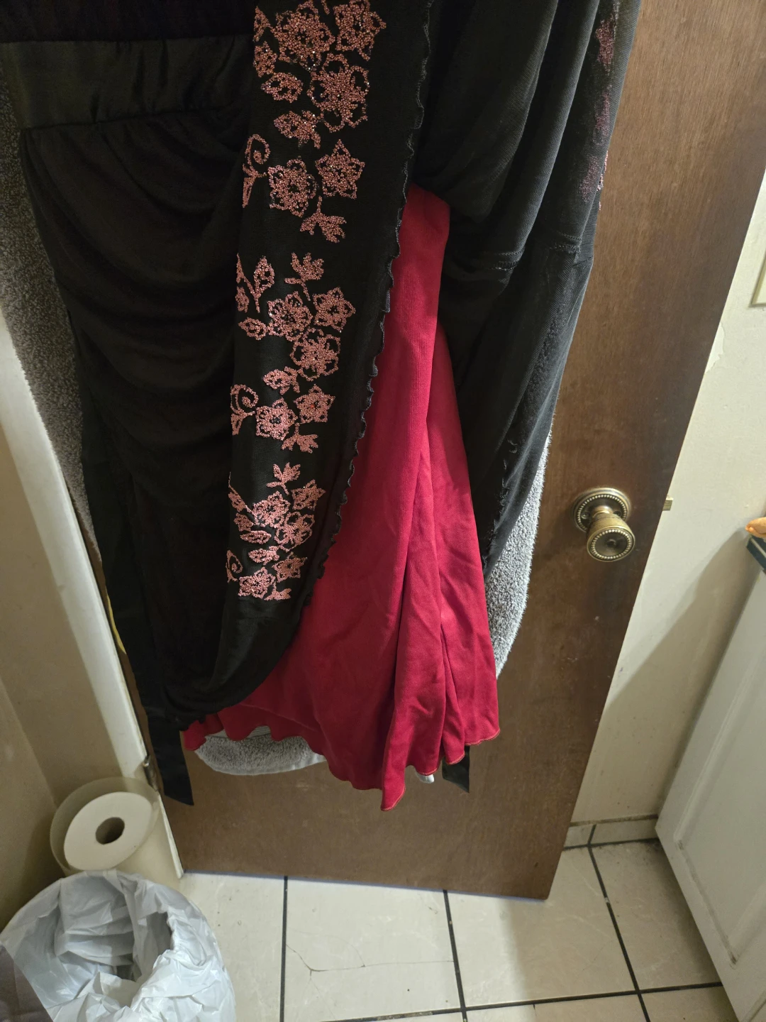 Black Dress with Pink Floral Embroidery - photo 3