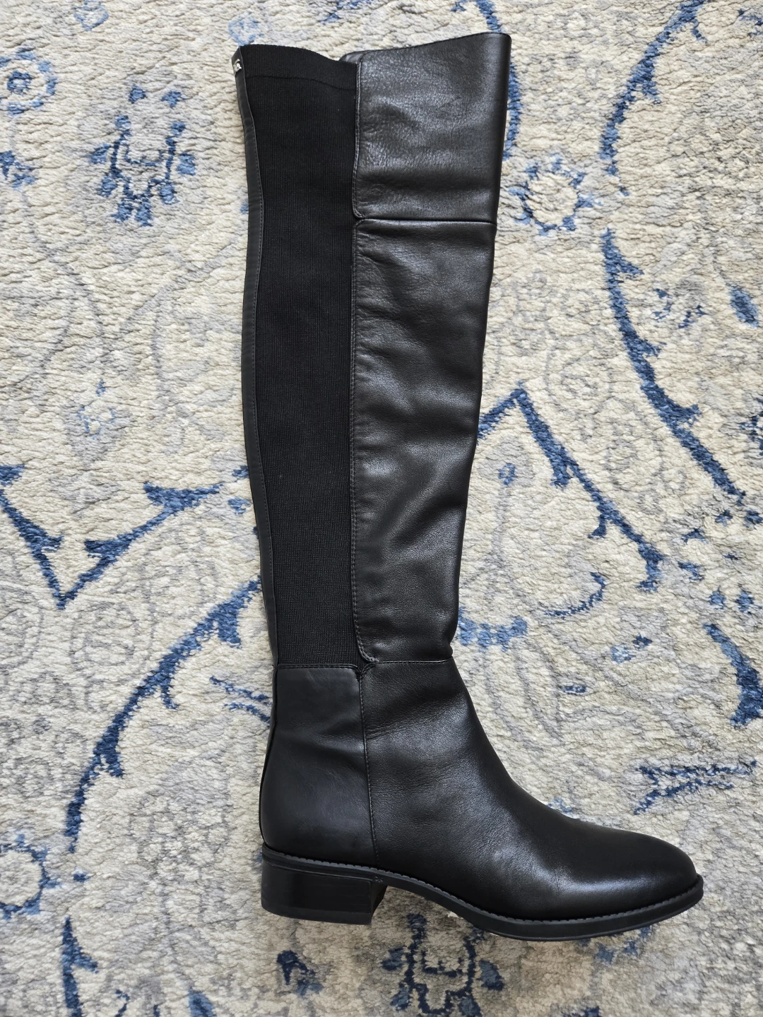Black Leather Knee-High Boots - Size 8 - photo 2