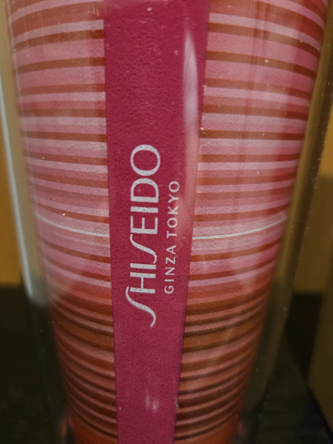 Shiseido Pink Striped Tumbler with Straw ⚽ - photo 2