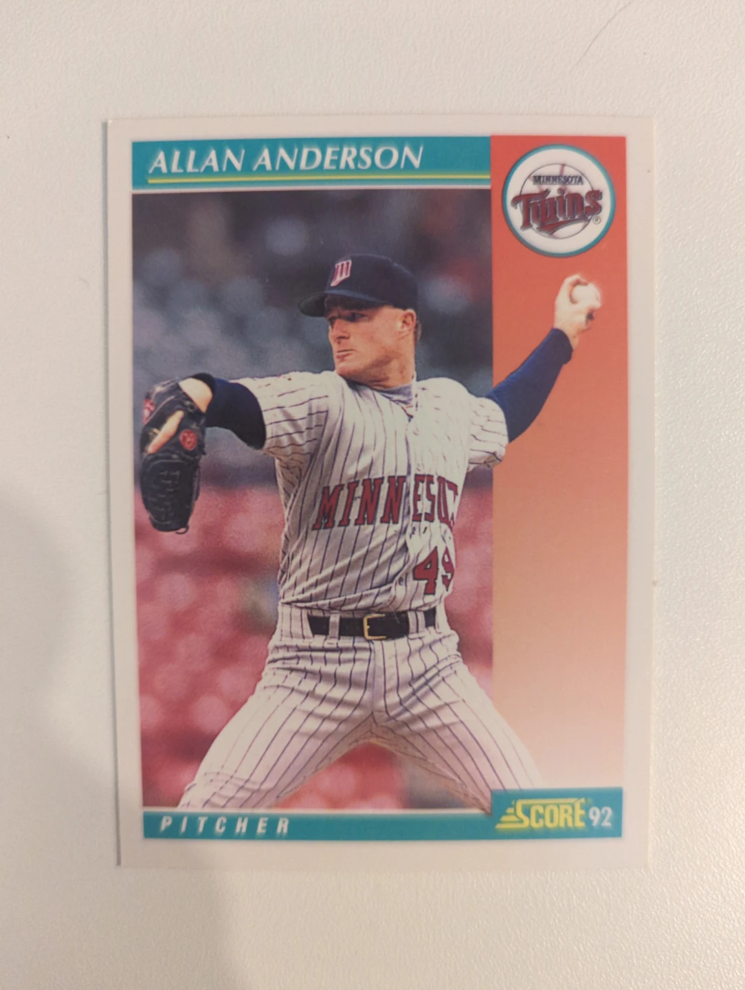 ⚽ Allan Anderson Minnesota Twins 1992 Score Baseball Card
