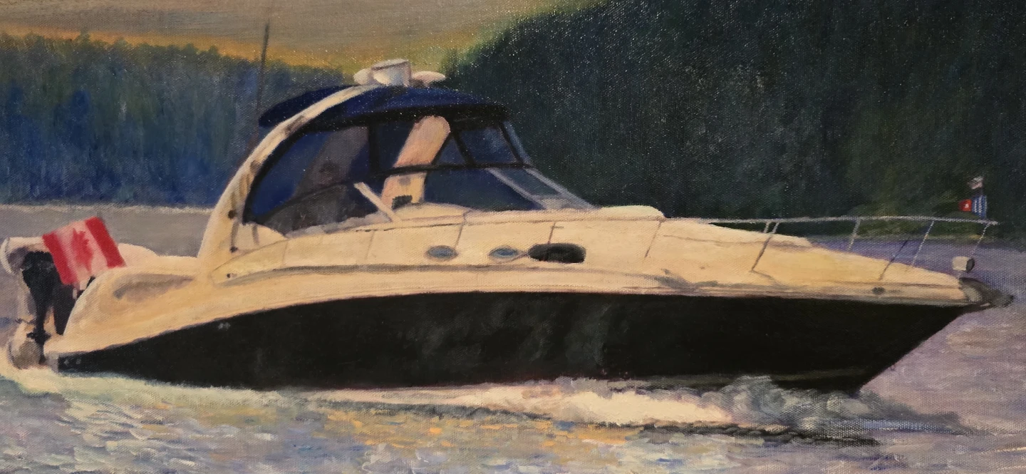 Oil Painting of a Speedboat by Joaquin - photo 4