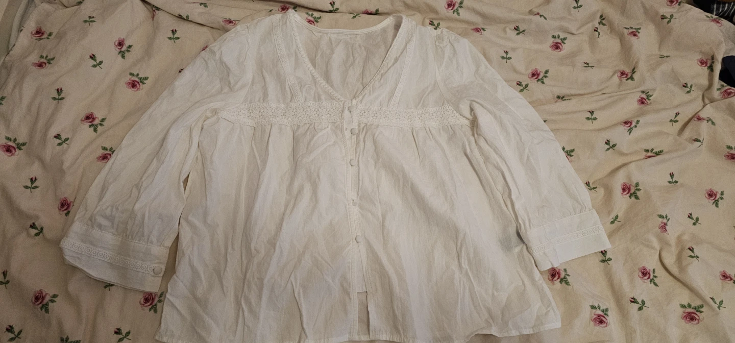 White Cotton Button-Up Blouse