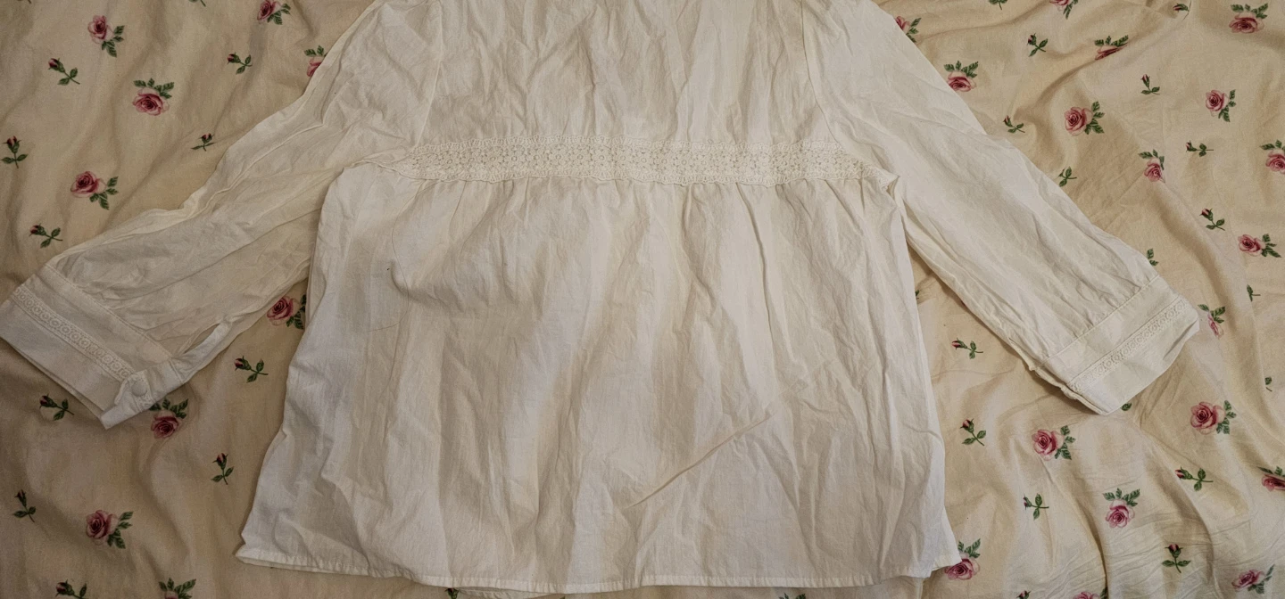 White Cotton Button-Up Blouse - photo 2