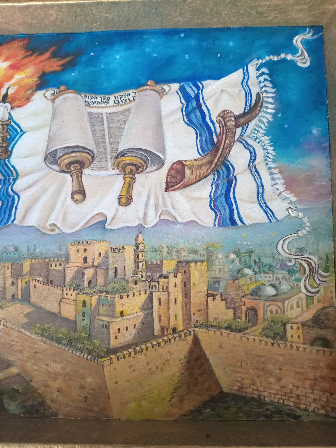 Framed Religious oil painting of Jerusalem - photo 5