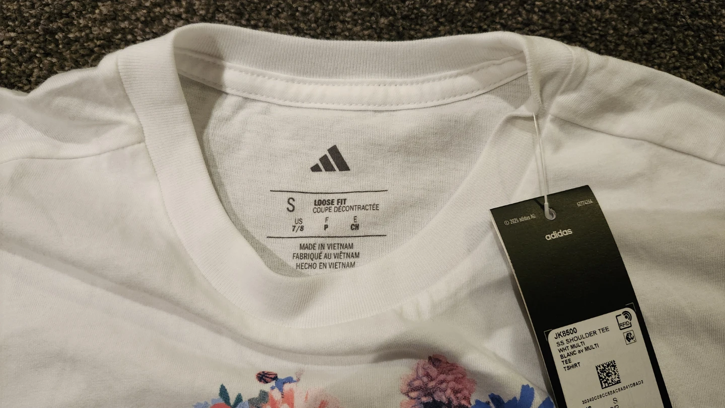 Adidas Youth White Floral T-Shirt - Size S - photo 2