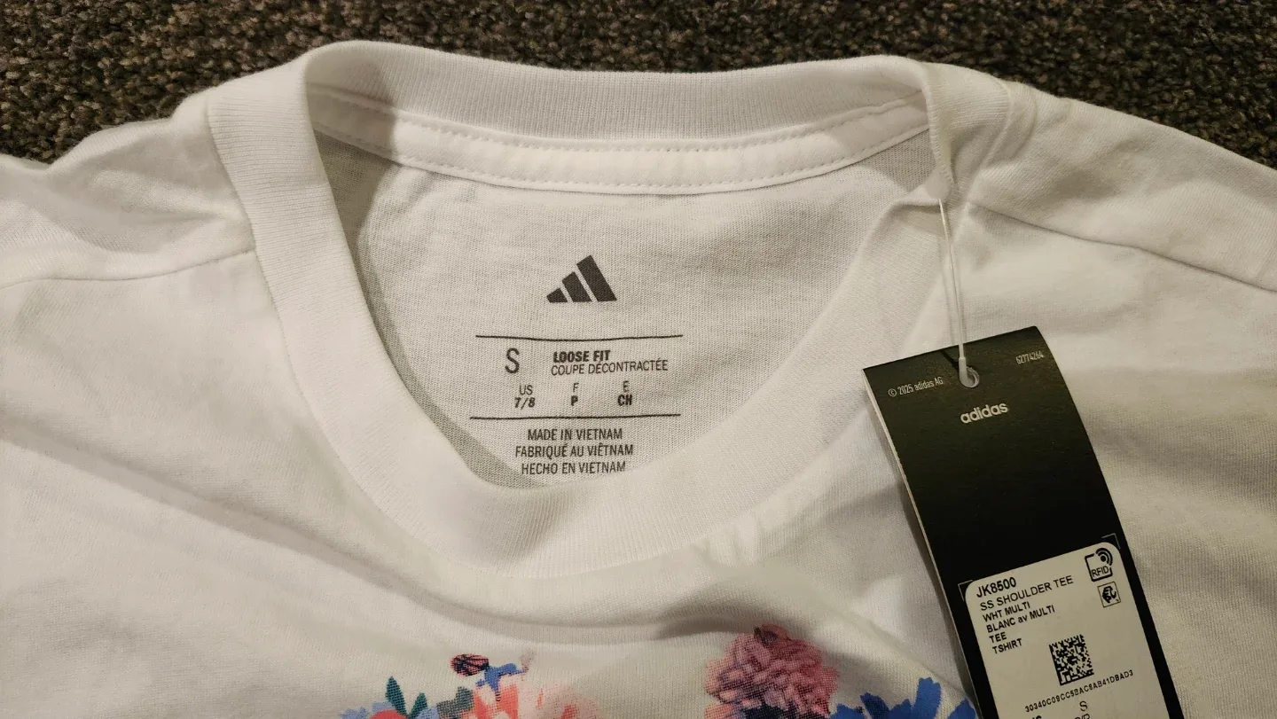 Adidas Youth White Floral T-Shirt - Size S - photo 2