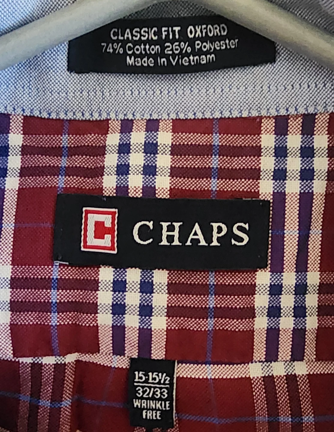 Chaps Classic Fit Oxford Plaid Shirt Men's Size 15-15 1/2 - photo 3