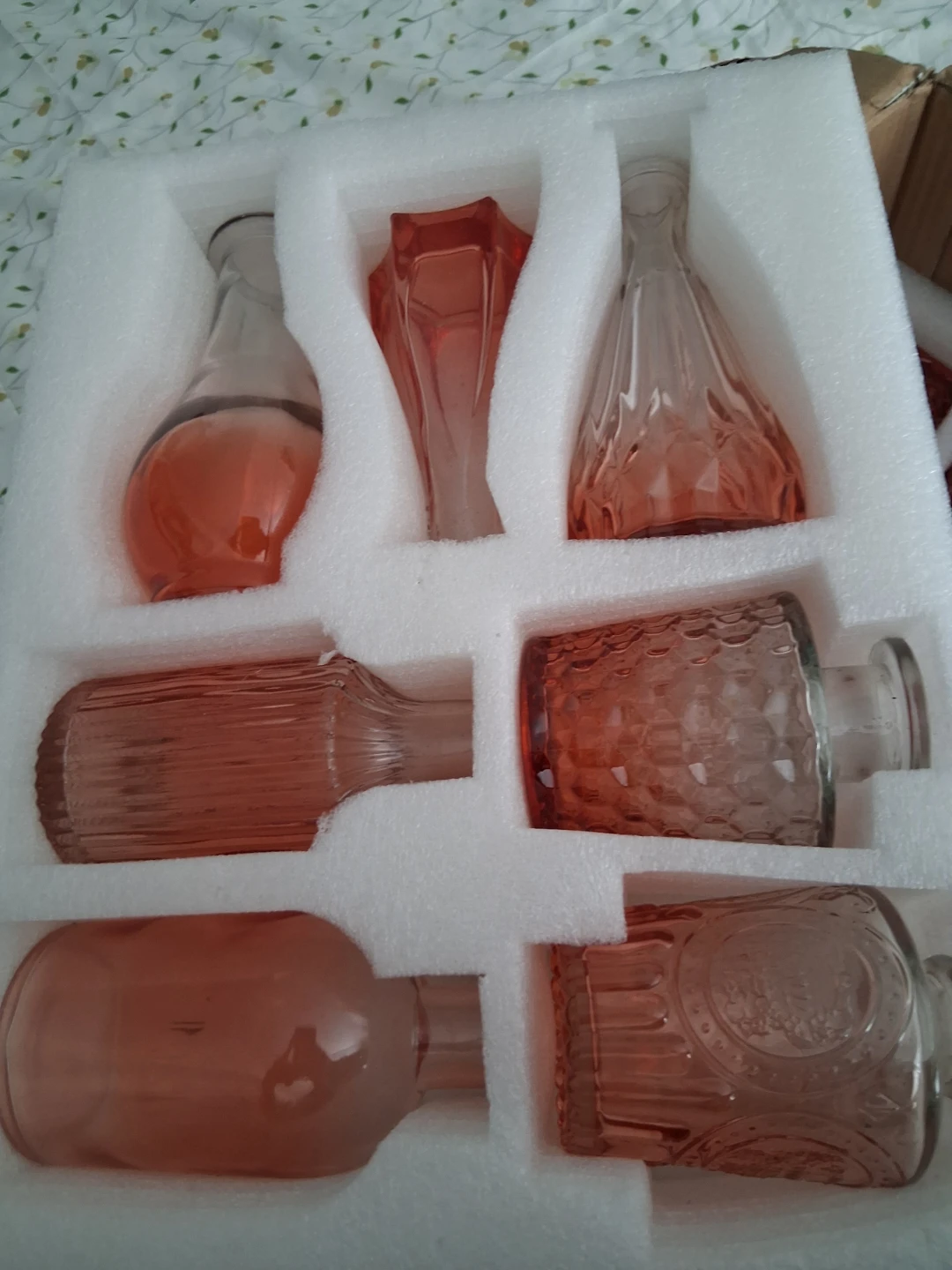Set of 8 Decorative Glass Bud Vases Pink