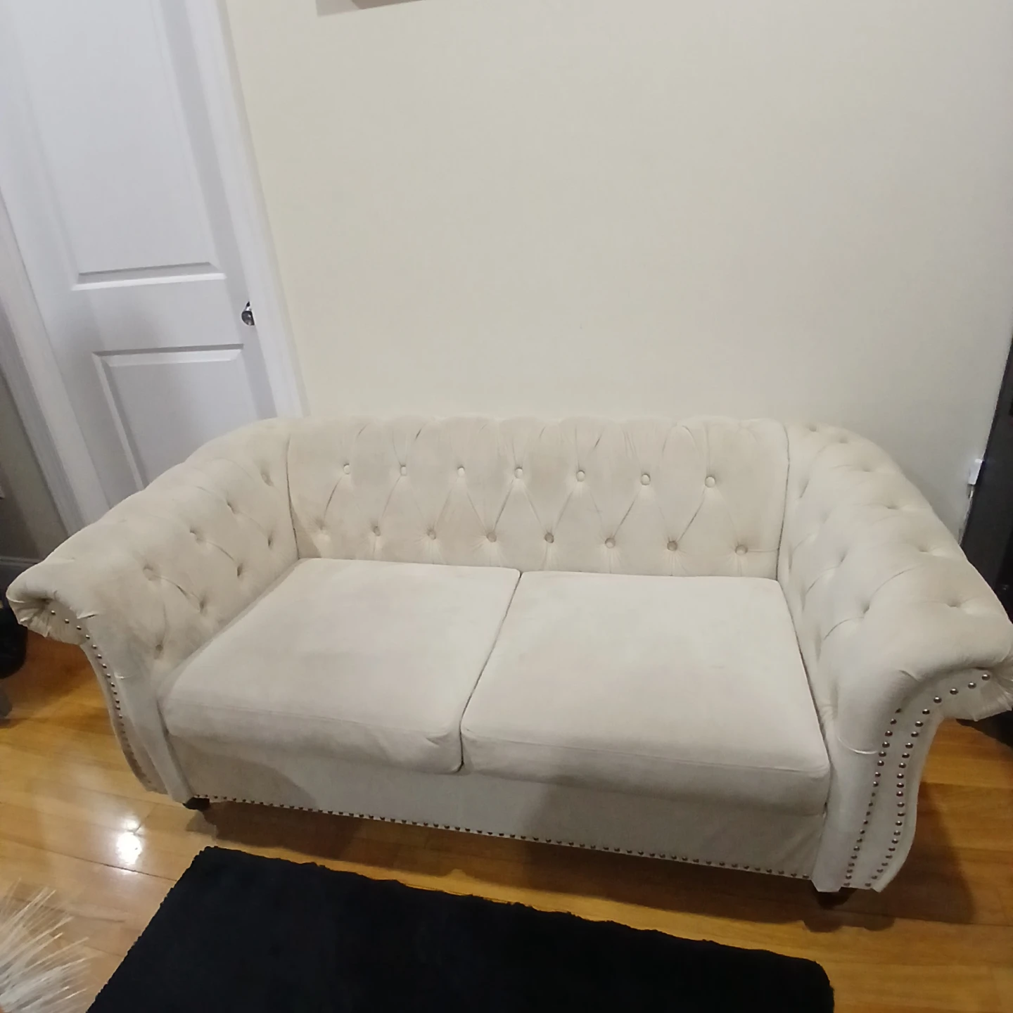 Tufted Loveseat Sofa with Studded Trim