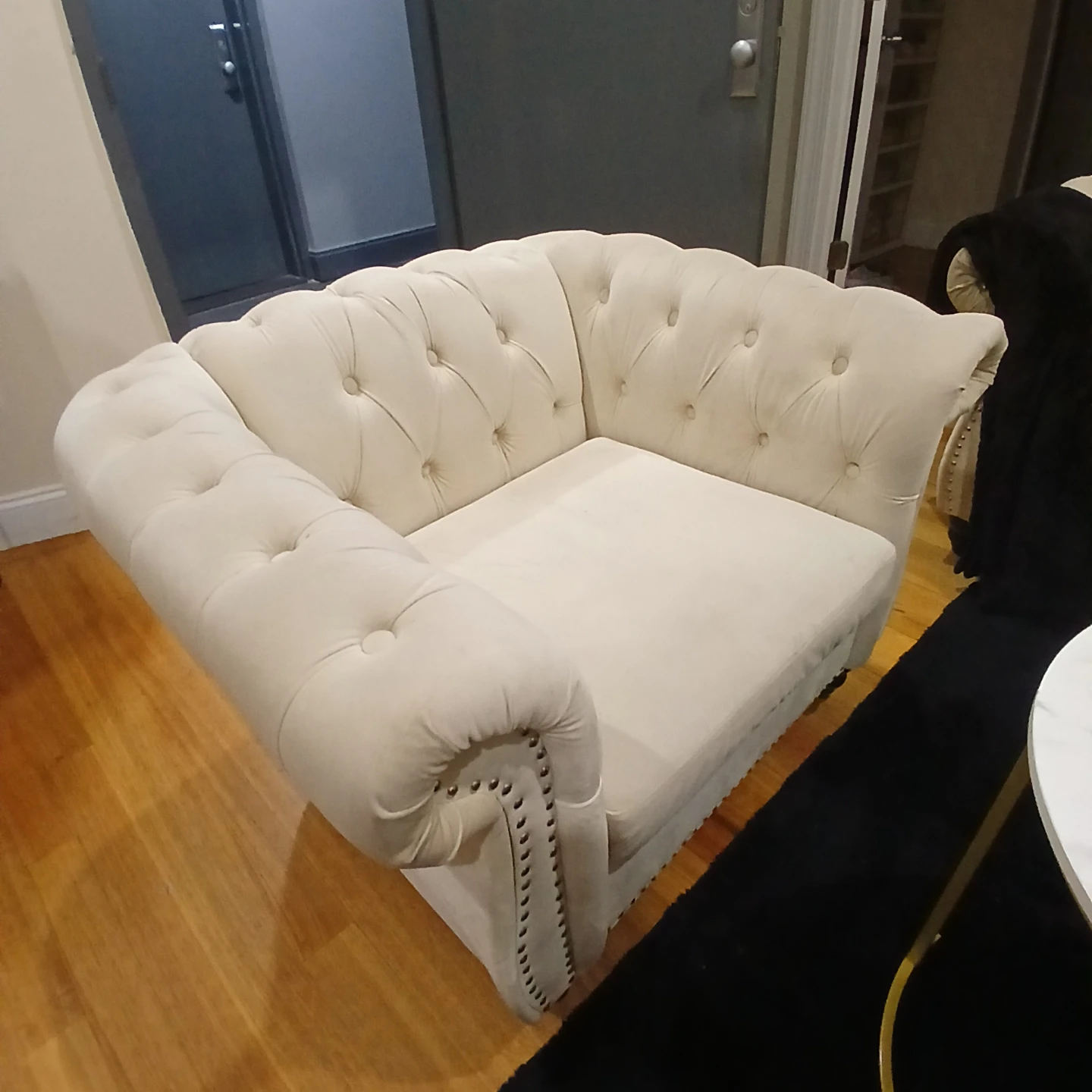 Tufted Loveseat Sofa with Studded Trim - photo 2