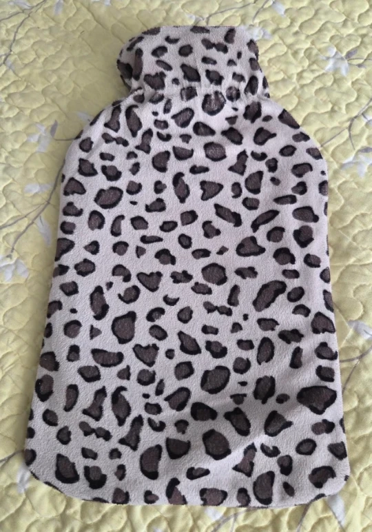 Leopard Print Fuzzy Hot Water Bottle Cover
