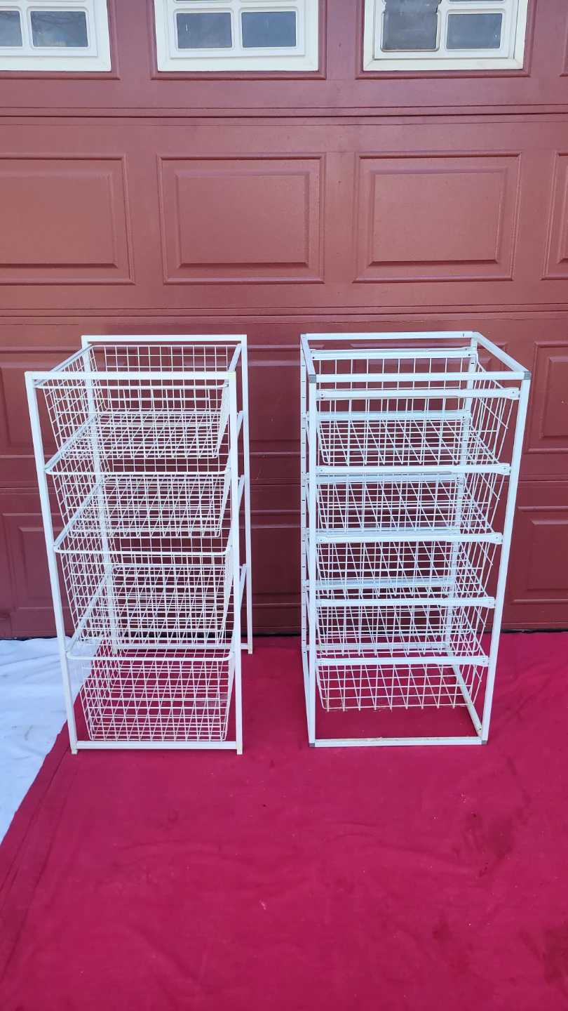 Set of 2 White Wire Storage Baskets