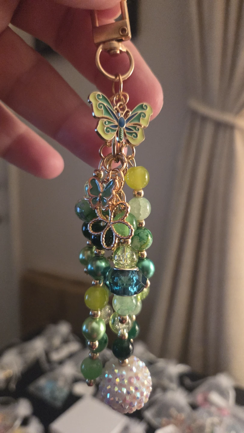 Green Beaded Butterfly Charm - photo 2