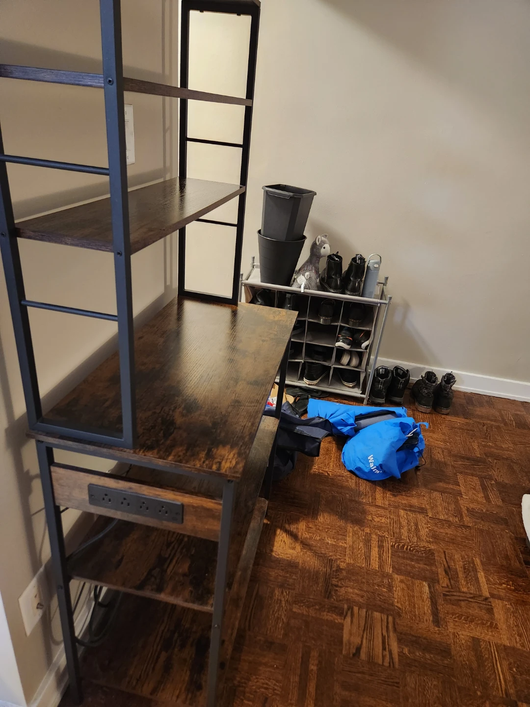Industrial Style Bookshelf Desk with Integrated Shelves - photo 2