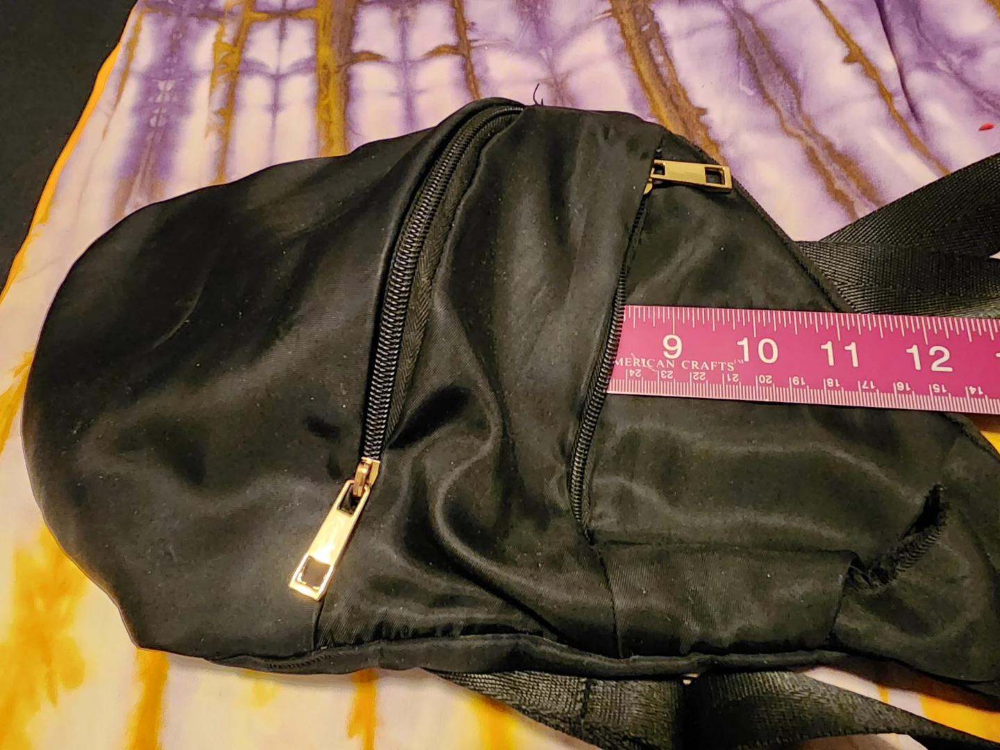 Black Sling Bag with Gold Zippers - photo 4