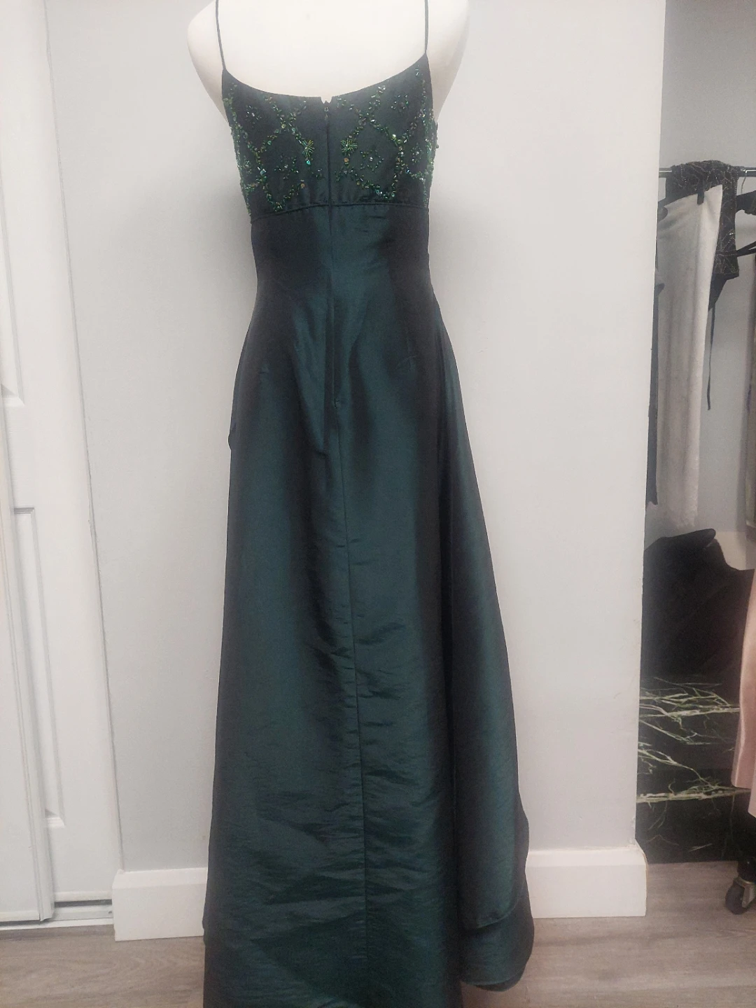Green Beaded Evening Gown