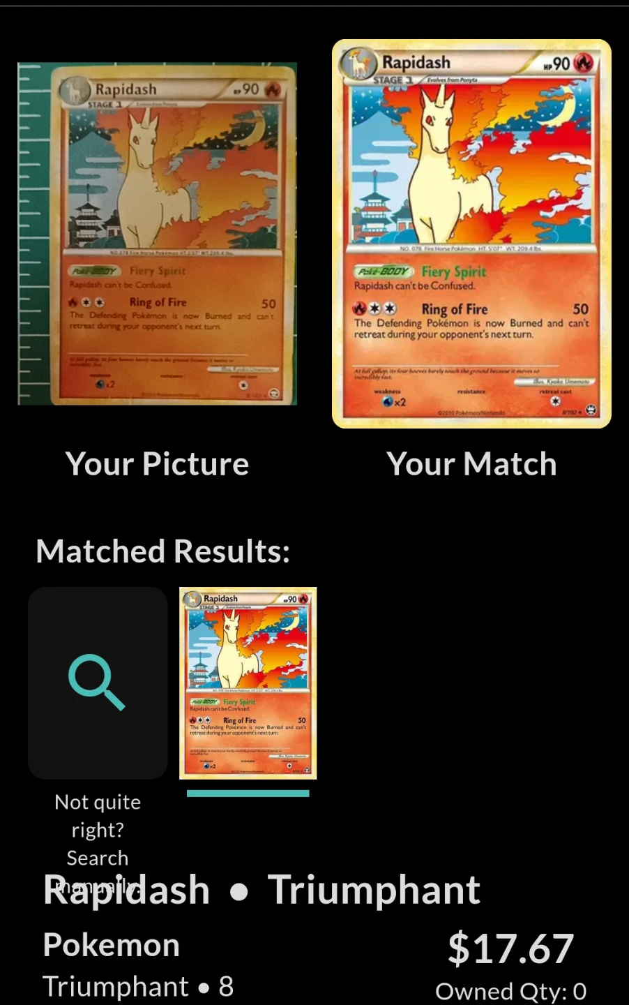 Pokemon Rapidash Stage 1 Card - photo 3
