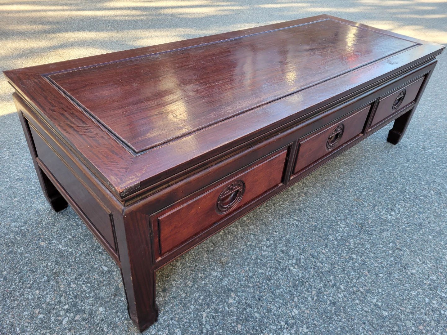 Vintage Chinese Ming Style Solid Wood Coffee Table – 3 Drawers - photo 2