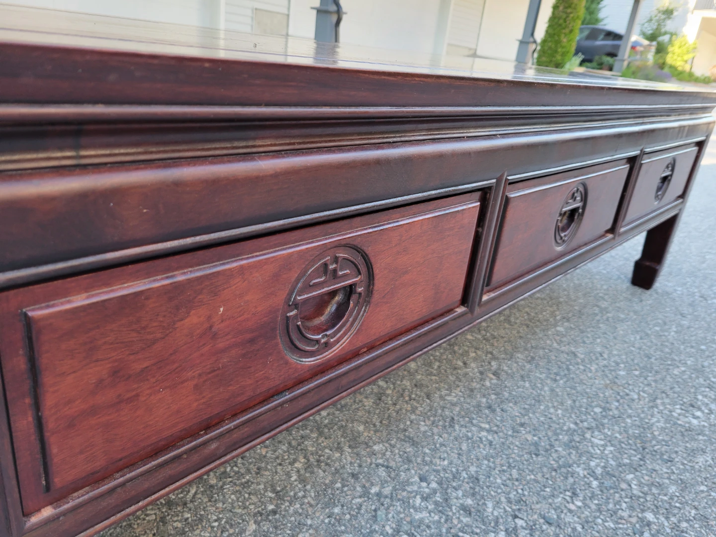 Vintage Chinese Ming Style Solid Wood Coffee Table – 3 Drawers - photo 3